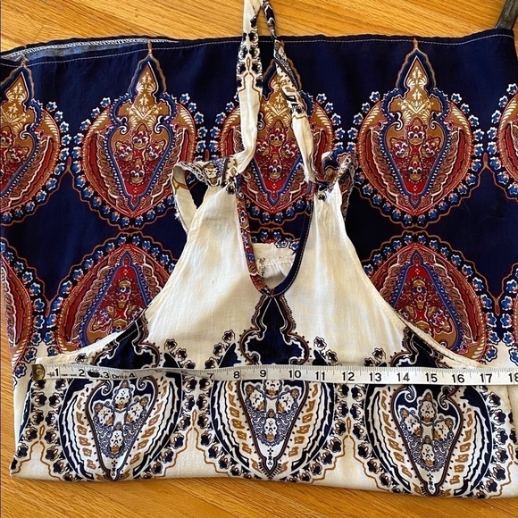 HALTER top mini dress tie back sexy swing a line blue red white - Picture 5 of 7